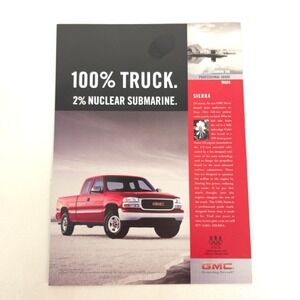 Vintage 2000 GMC Sierra Truck Print Ad 100% Truck Car Show Display Collector Art